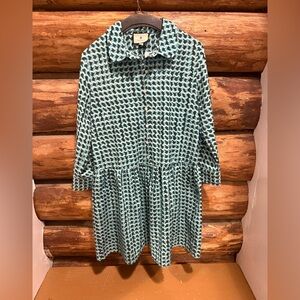 💙NWOT S Tuckernuk Teal and Black Patterned Dress